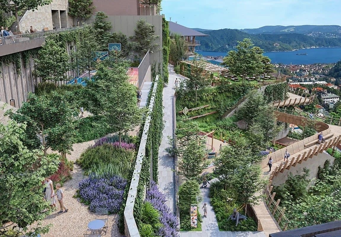 Deniz Koru Sarıyer projesinin peyzaj ve yürüyüş aksları